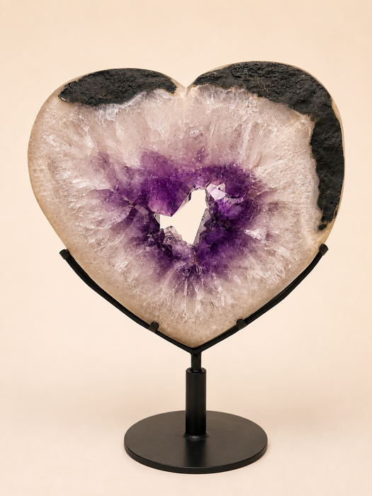 Amethyst Heart Geode On Spinning Stand