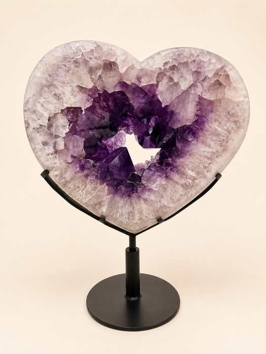 Amethyst Heart Geode On Spinning Stand