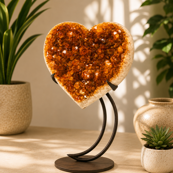 Citrine Heart On Stand