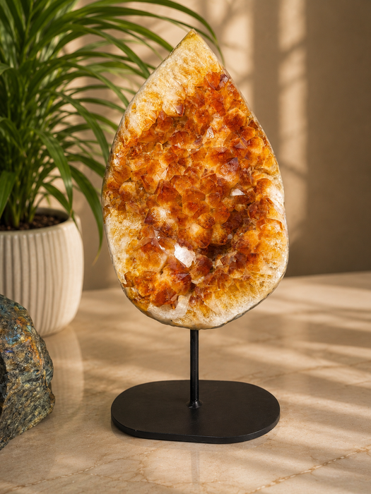 Citrine Cluster Teardrop On Stand