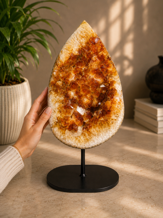 Citrine Cluster Teardrop On Stand