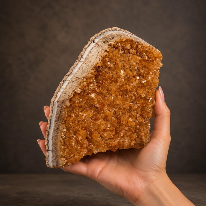Citrine Cluster With Agate Band