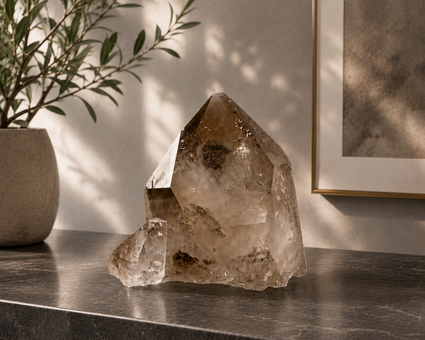 Smoky Quartz Point Cluster