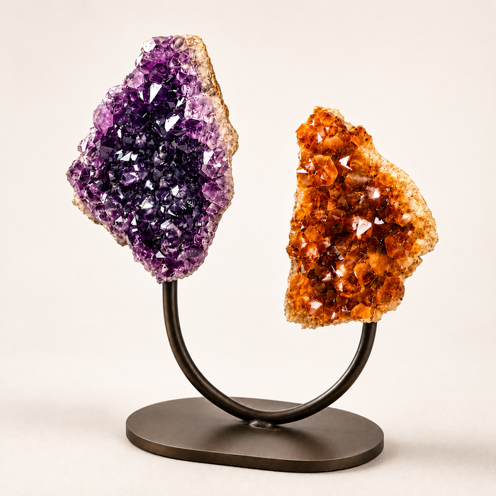 Amethyst & Citrine Cluster On Stand