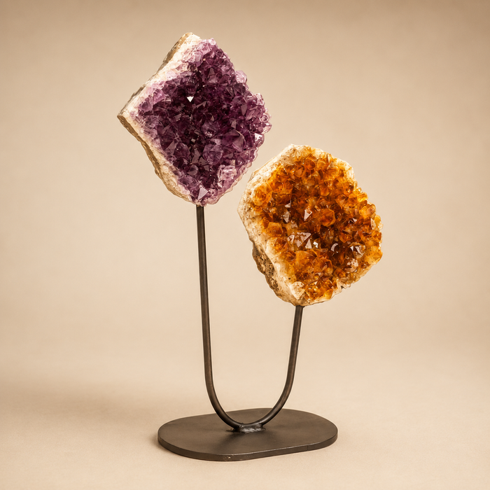 Amethyst & Citrine Cluster On Stand