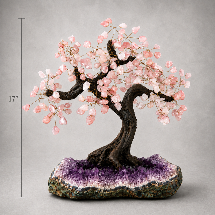 Rose Quartz Gemtree On Amethyst Base