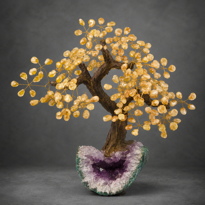 Citrine Quartz Gemtree  On Amethyst Base