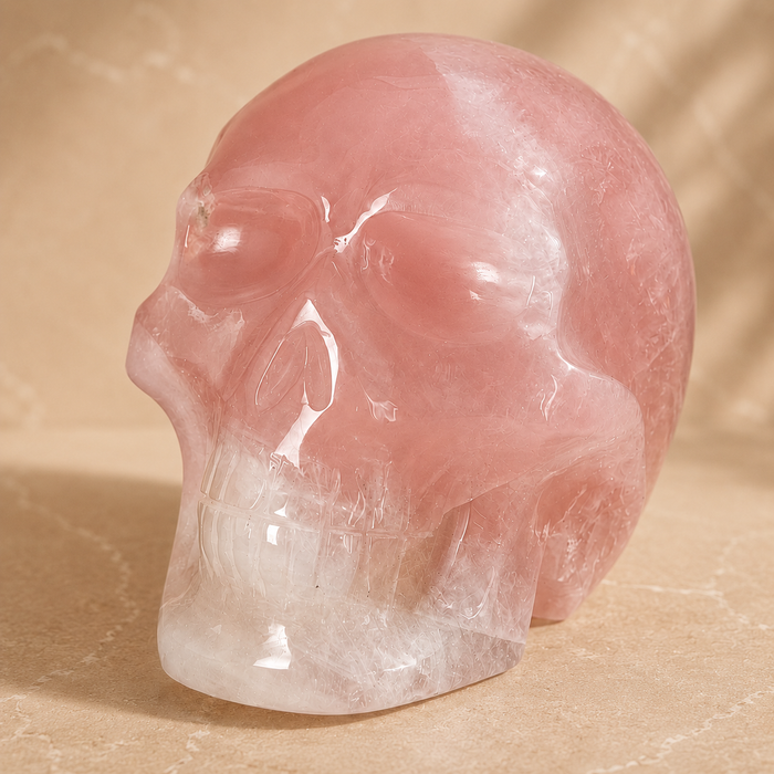 Rose Quartz Crystal Skull