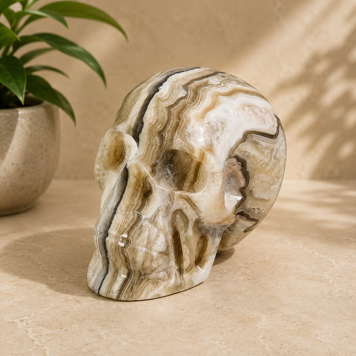 Banded Agate Crystal Skull