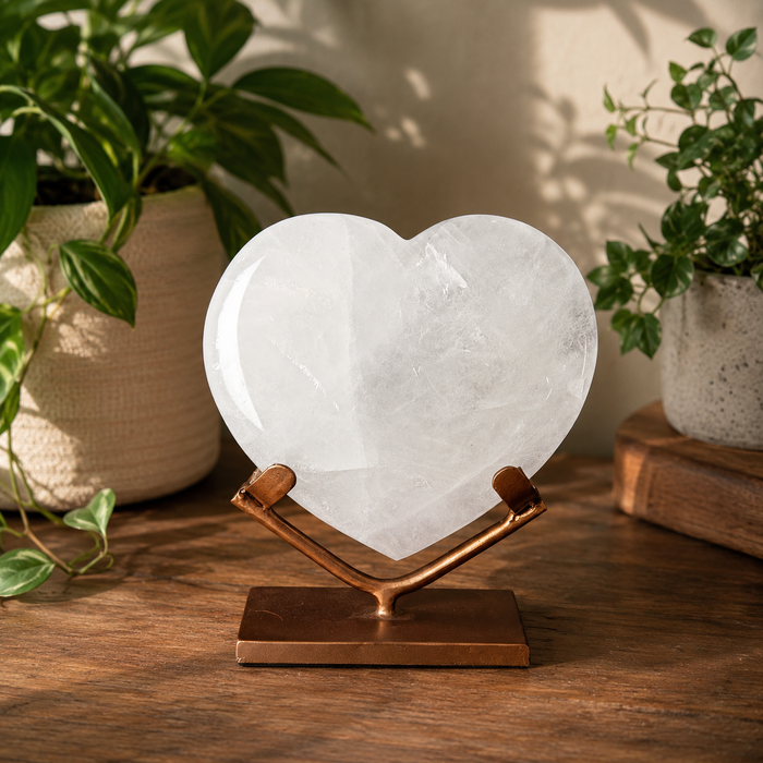 Milky Quartz Heart on Stand