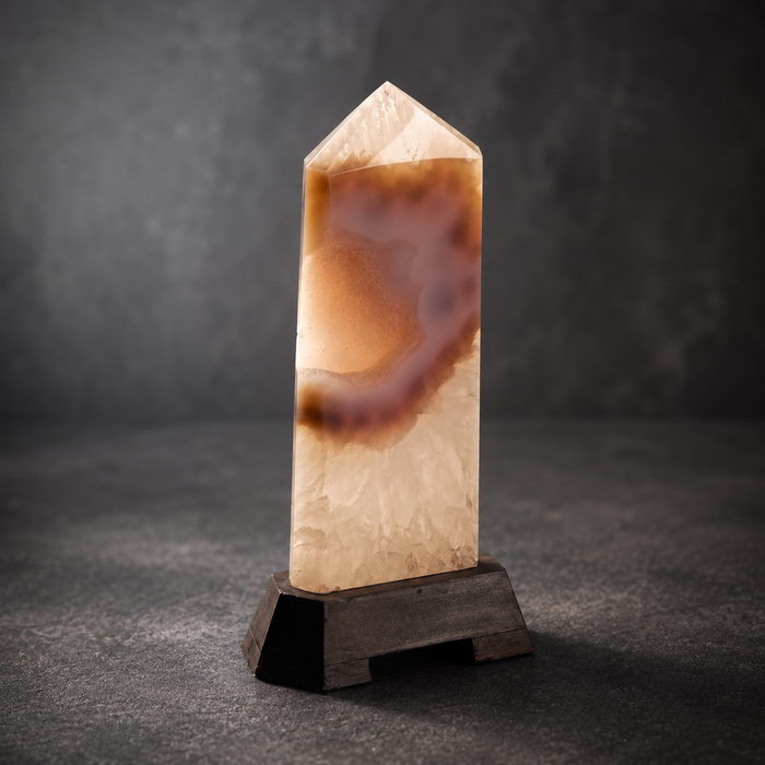Agate Druzy Point /Wood Base