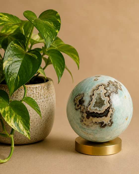 Blue Aragonite Sphere