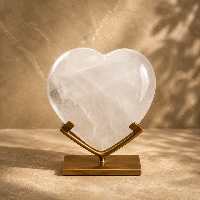 Milky Quartz Heart on Stand