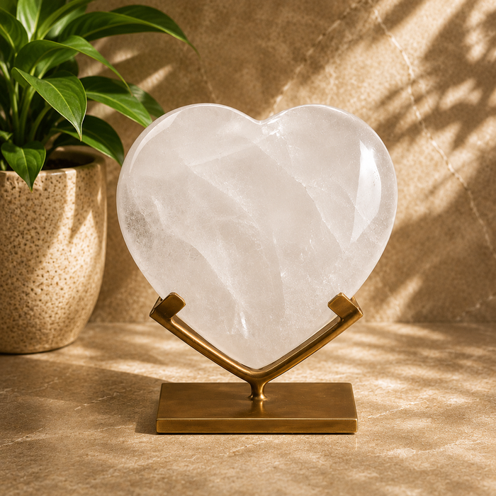 Milky Quartz Heart on Stand