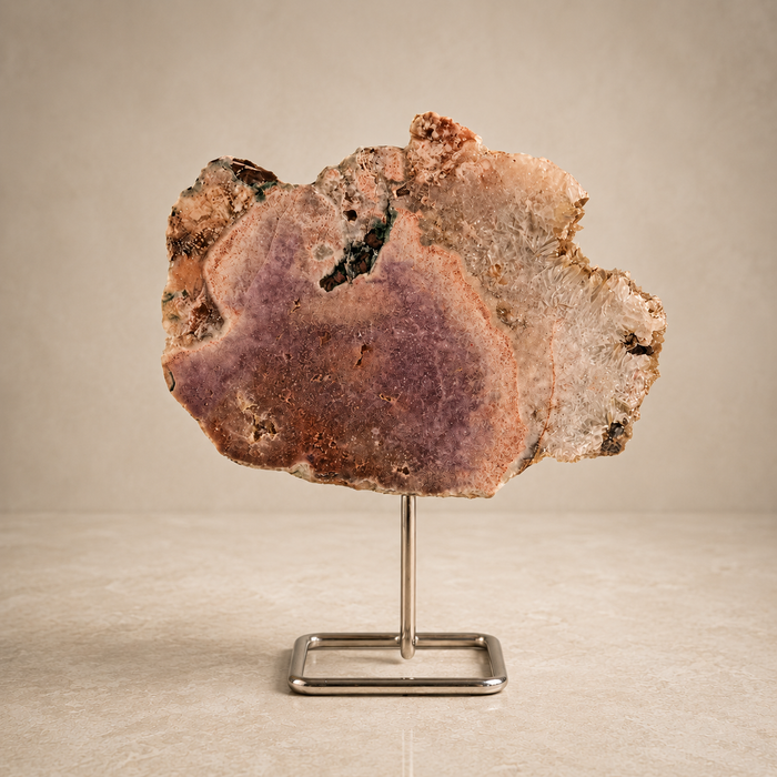 Pink Amethyst/Druzy Freeform On Stand
