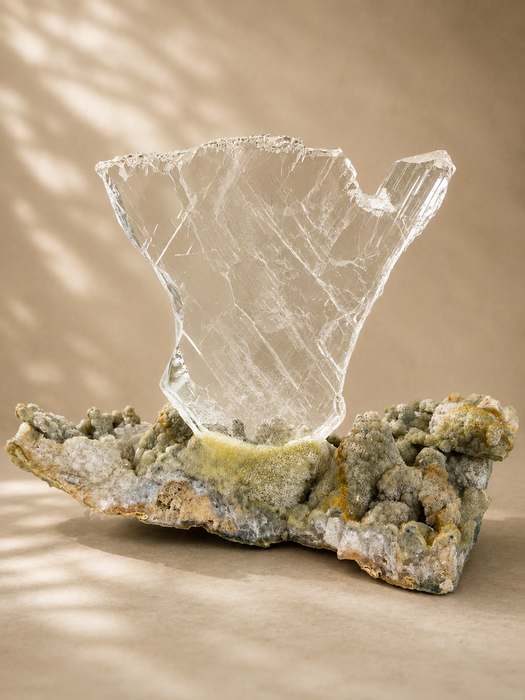 Selenite (Gypsum) on Druzy Matrix