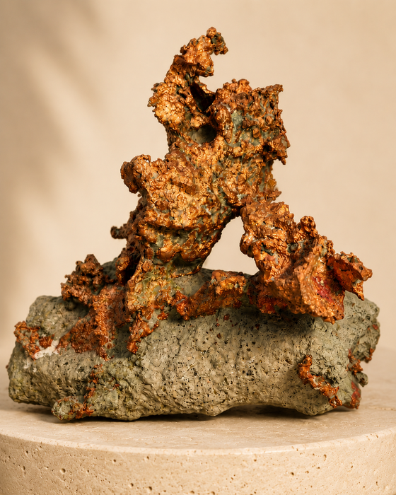 Copper Natural Native Formation On Basalt Matrix