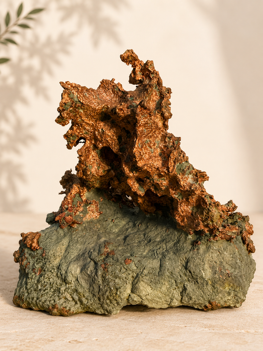 Copper Natural Native Formation On Basalt Matrix