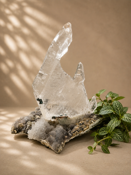 Selenite (Gypsum) on Druzy Matrix