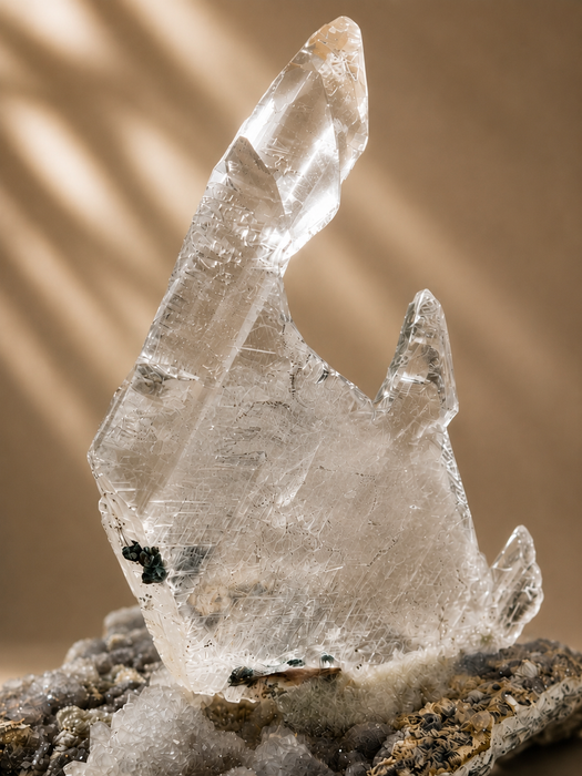 Selenite (Gypsum) on Druzy Matrix