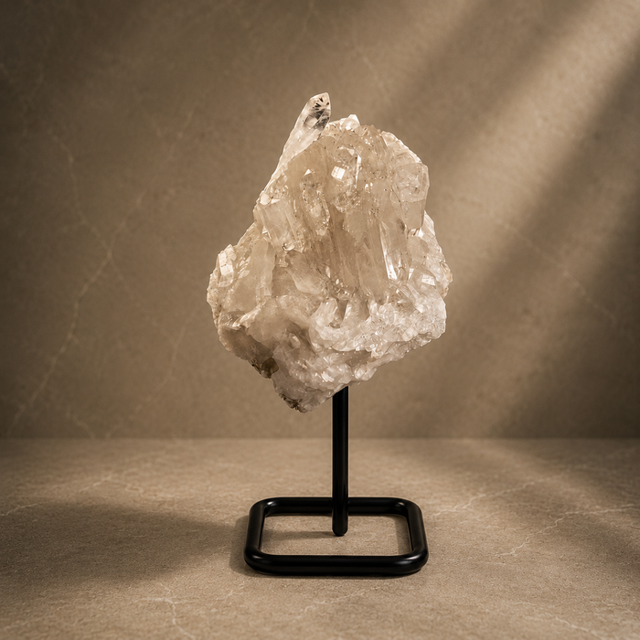 Clear Quartz Cluster On Stand