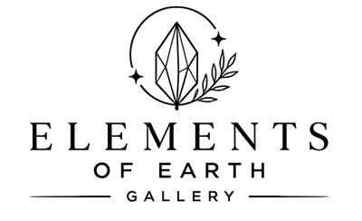 Logo of Elements of Earth Gallery with decorative elements on a transparent background