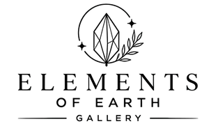 Logo of Elements of Earth Gallery with decorative elements on a transparent background